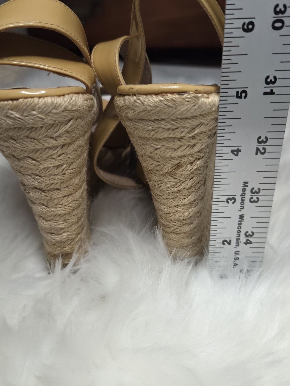 Jimmy Choo Tan Patent Leather Espadrille Wedge Sandals Size 7 - Picture 10 of 10